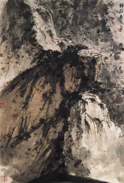 傅抱石 观瀑图 立轴
